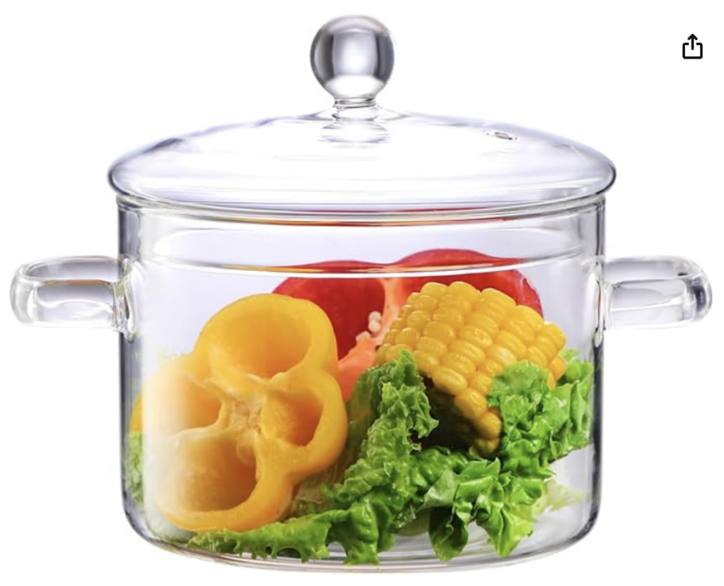 Clear Glass Cooking Pot - 1.5L/50 OZ Class Pots for Cooking on Stove - Glass Cookware Stovetop Pot Set - Glass simmer Pot for Stove Top for Pasta Noodle, Soup, Milk, Baby Food
